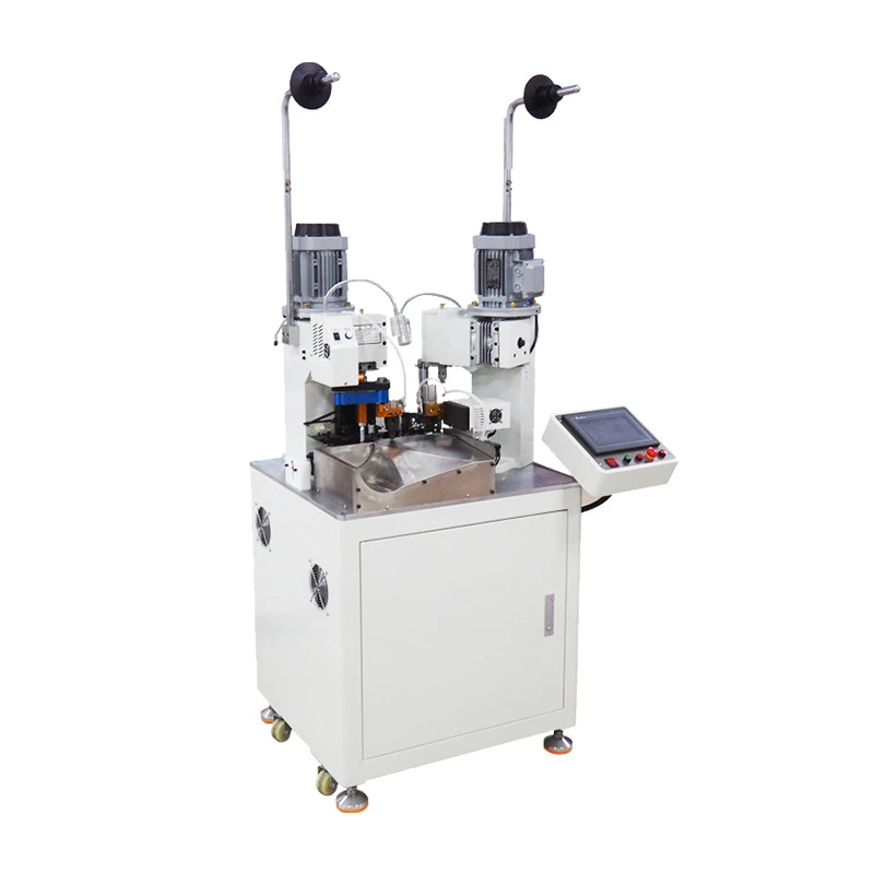 Automatic double head ribbon cable terminal crimping machine